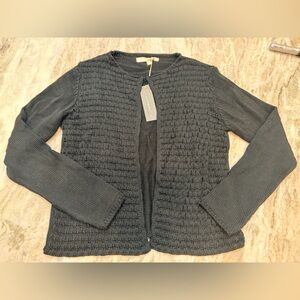 Lineamaglia Made in Italy Black Chunky Knit Cardigan Large NWT
